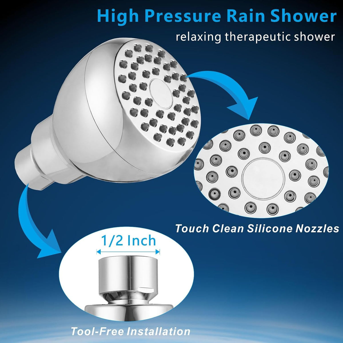 10 Pack High Pressure Shower Head - Powerful Bathroom Pressure Boosting Showerhead - Perfect Universal Replacement for Rain Shower Heads(Chrome)