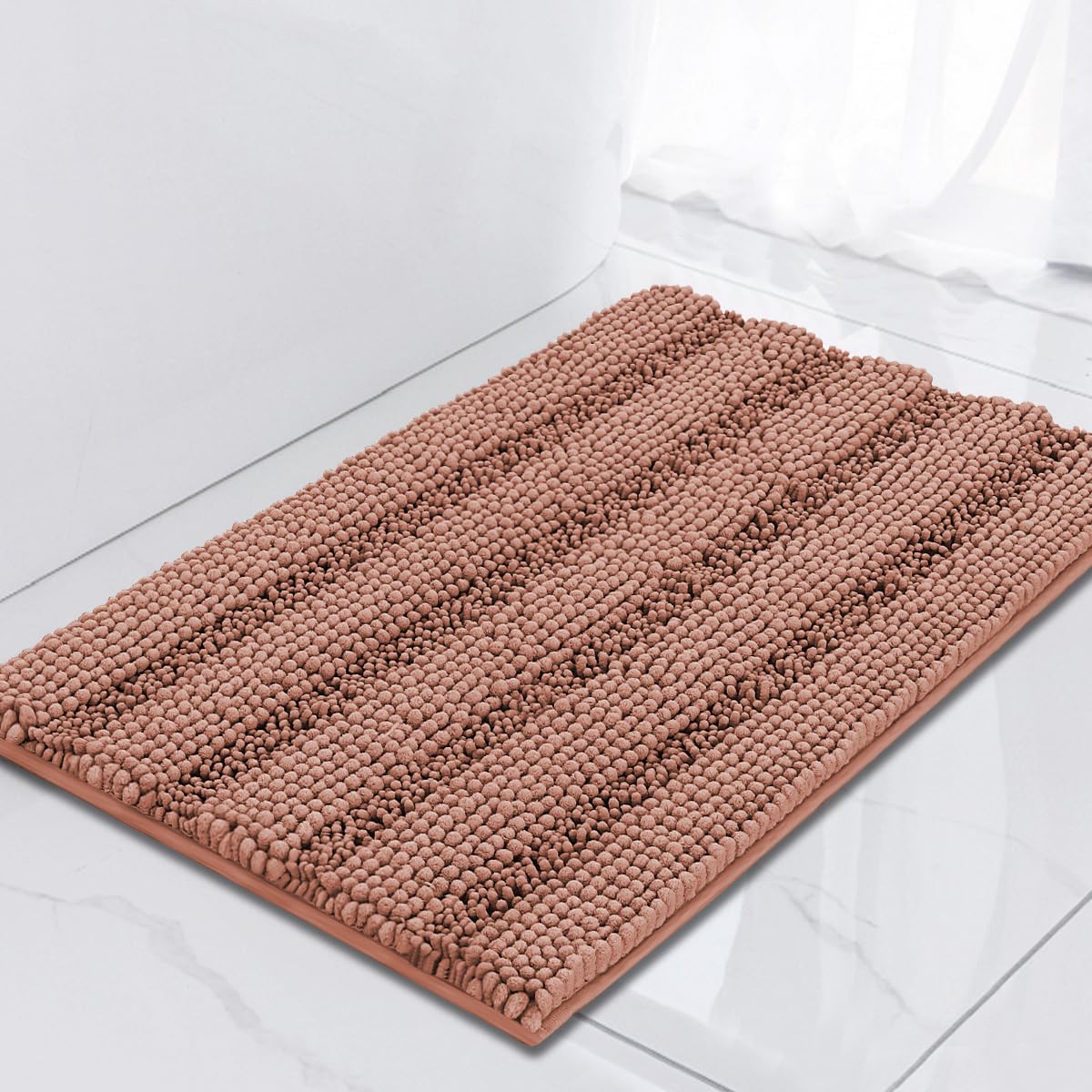 Turquoize Bathroom Runner Rug 17"x47", Soft Absorbent Chenille Bath Rug