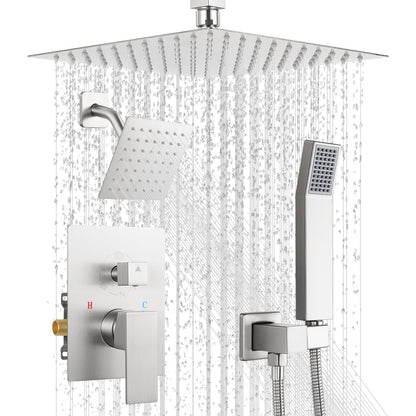 Shower Faucet Set 10‘’ Shower Head,Brush Nickel Shower System