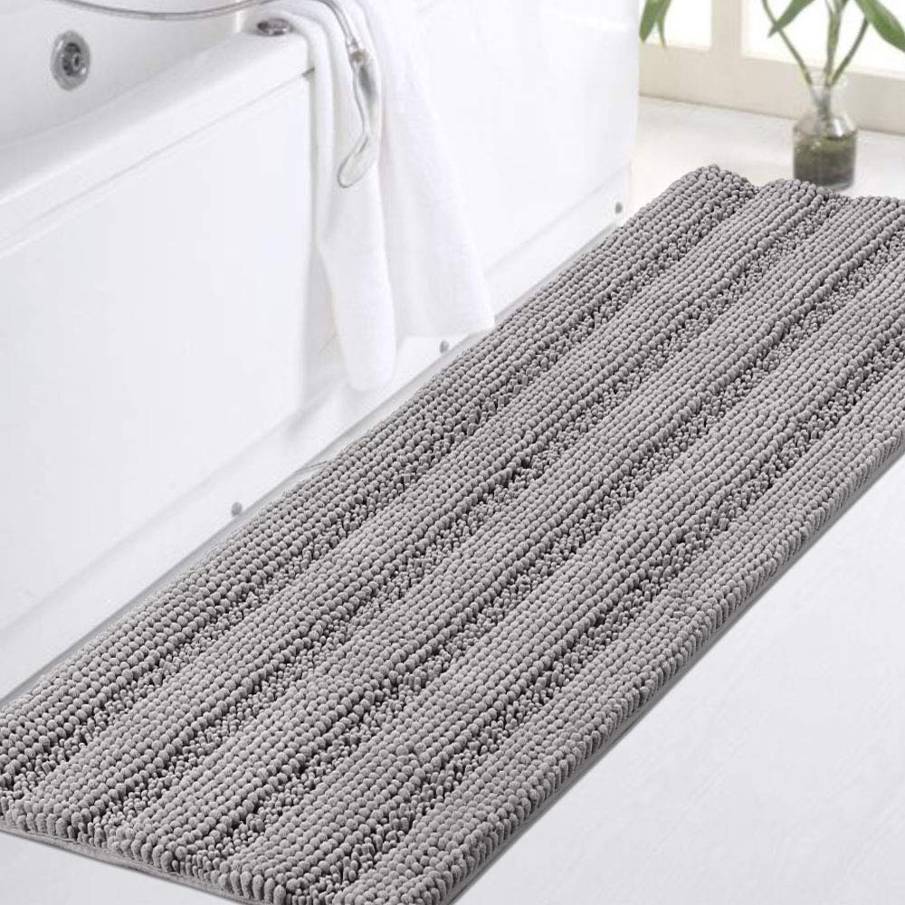 Turquoize Bathroom Runner Rug 17"x47", Soft Absorbent Chenille Bath Rug