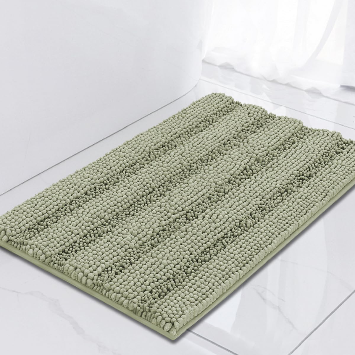 Turquoize Bathroom Runner Rug 17"x47", Soft Absorbent Chenille Bath Rug