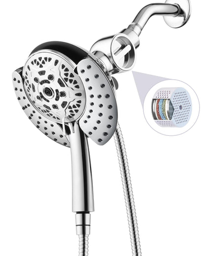INAVAMZ 2 in 1 Shower Head with Handheld Combo High Pressure Silver 1.8 GPM