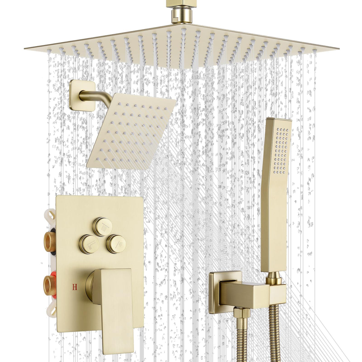Shower Faucet Set 10‘’ Shower Head,Brush Nickel Shower System