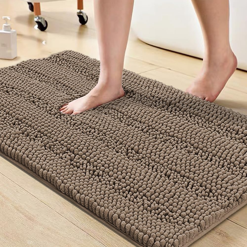 Turquoize Bathroom Runner Rug 17"x47", Soft Absorbent Chenille Bath Rug
