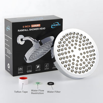 6" High Pressure Rain Shower Head, Luxury Polished Chrome Finish
