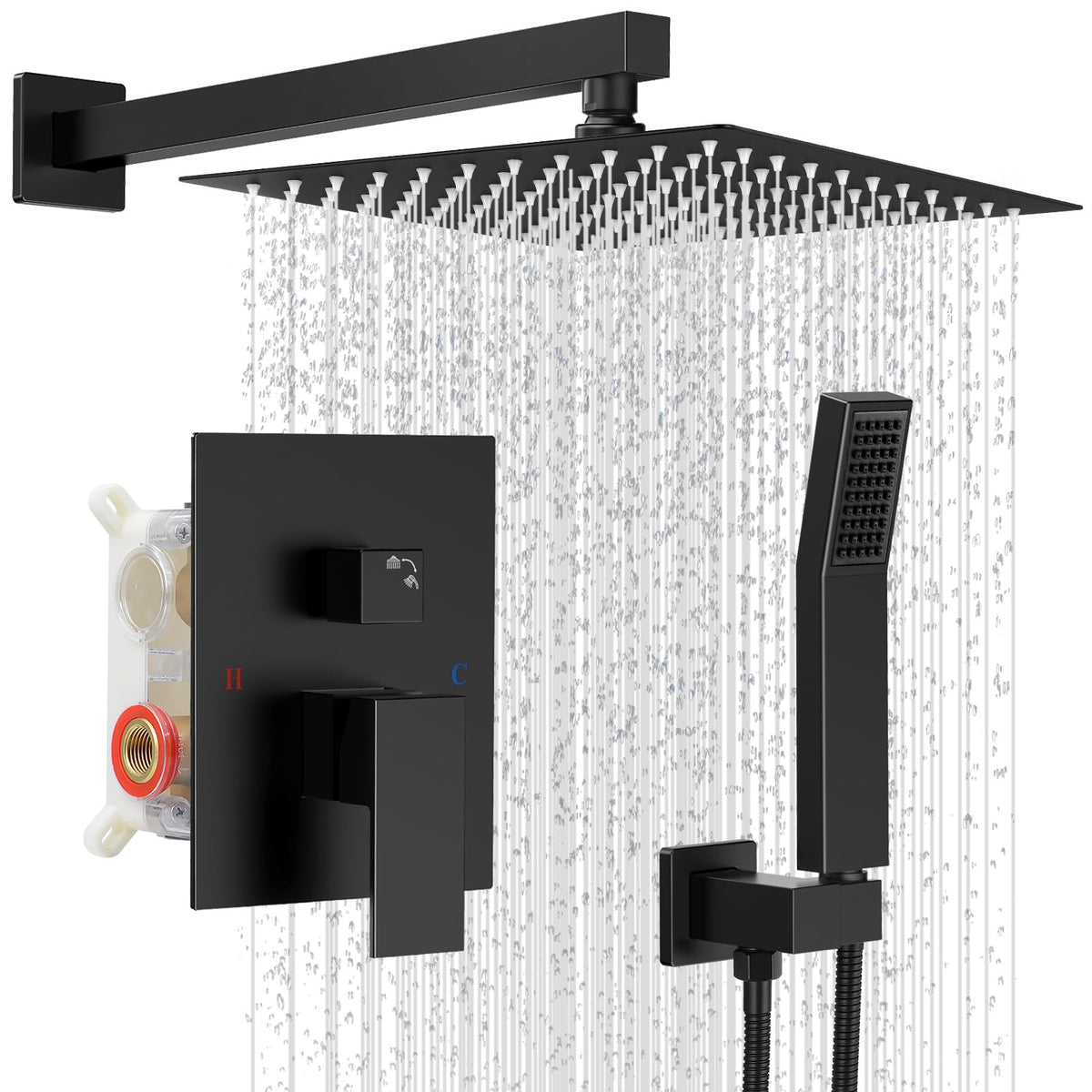 Shower Faucet Set 10‘’ Shower Head,Brush Nickel Shower System