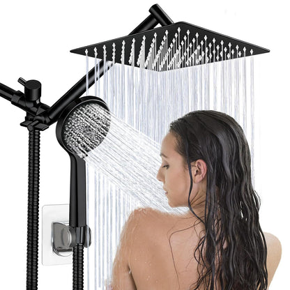 Shower Head, 8" High Pressure Rainfall Shower Head with Handheld Dual Spray