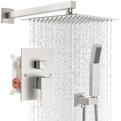 Shower Faucet Set 10‘’ Shower Head,Brush Nickel Shower System