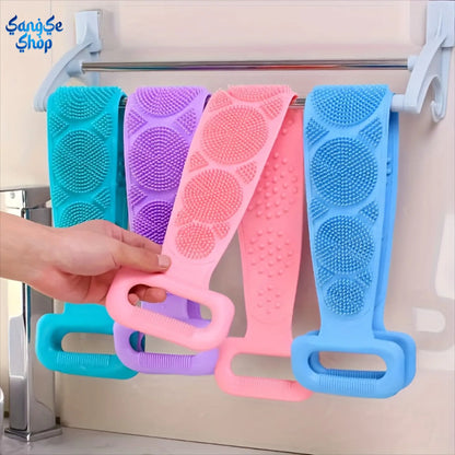 1/2PCS Body Exfoliating Bath Set, Silicone Body Scrubber, Back Scrubber Strap, Bath Sponge & Massage Brush, Double-Sided Deep Cleansing Shower Accessories for Men & Women, Skin Exfoliation & Body Care