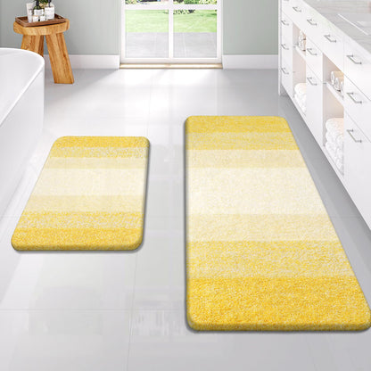 OLANLY Micorfiber Bathroom Rug Set 2 Piece, Soft Absorbent Bath Mats, Grey