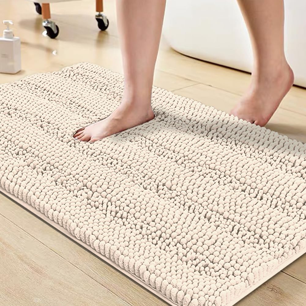 Turquoize Bathroom Runner Rug 17"x47", Soft Absorbent Chenille Bath Rug
