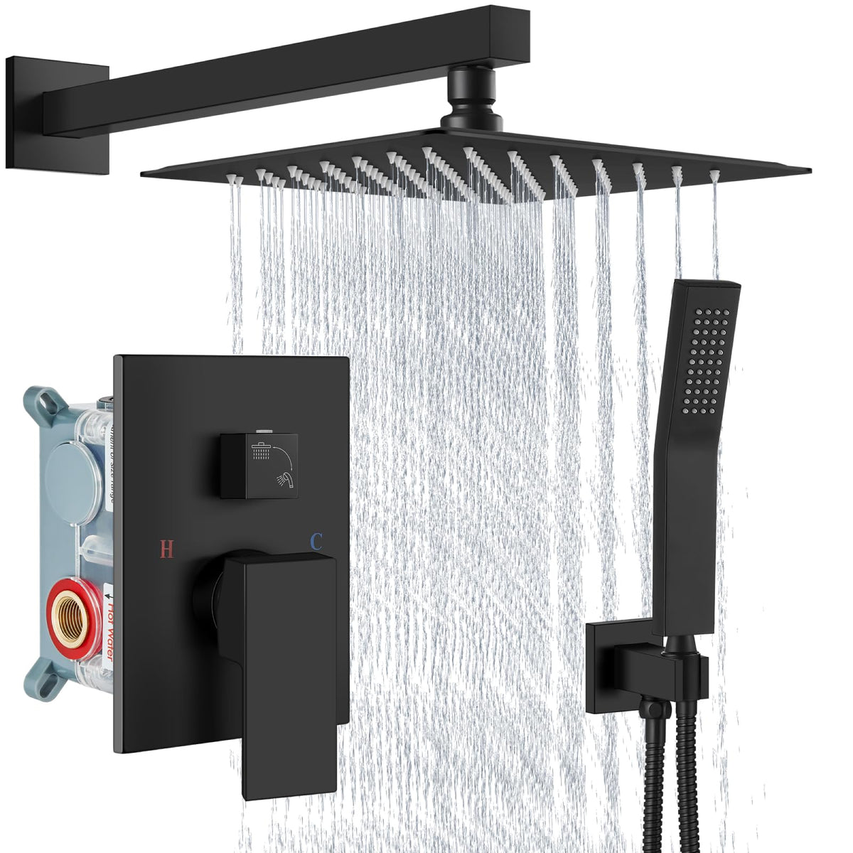 Aolemi Shower Faucet Set with Handheld Matte Black 8 Inch Head