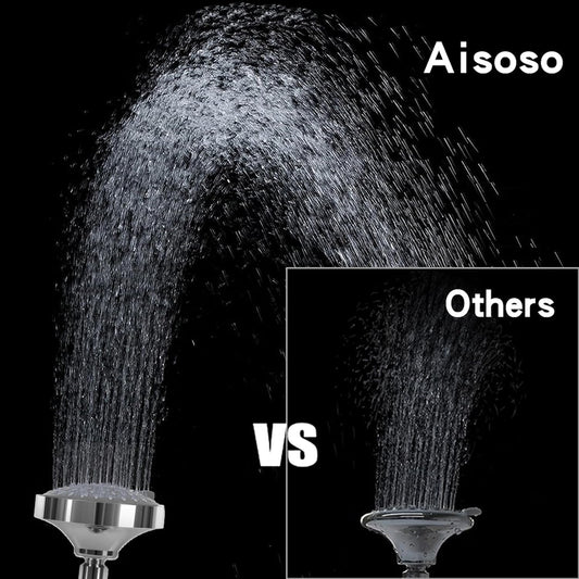 AISOSO High Pressure Rain Shower Head 2PCS 5 Modes 4.1 Inch Chrome