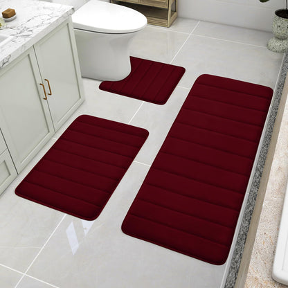 BYSURE Black Memory Foam Bathroom Rug Set 17"x24"+20"x32"+U20 x24