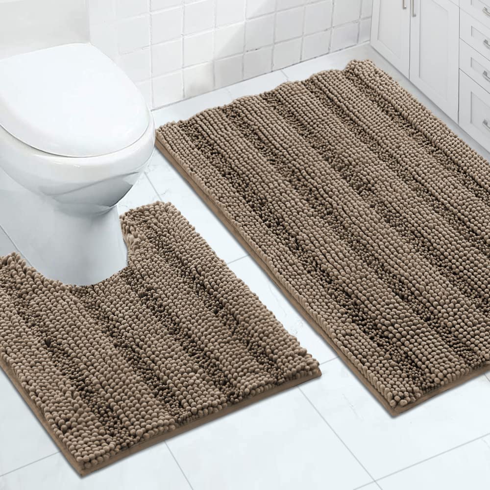 Turquoize Bathroom Runner Rug 17"x47", Soft Absorbent Chenille Bath Rug