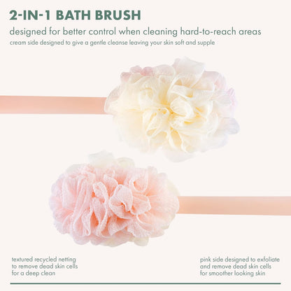 EcoTools 2-in-1 EcoPouf Bath Brush, Loofah Brush for Shower, 1 Count
