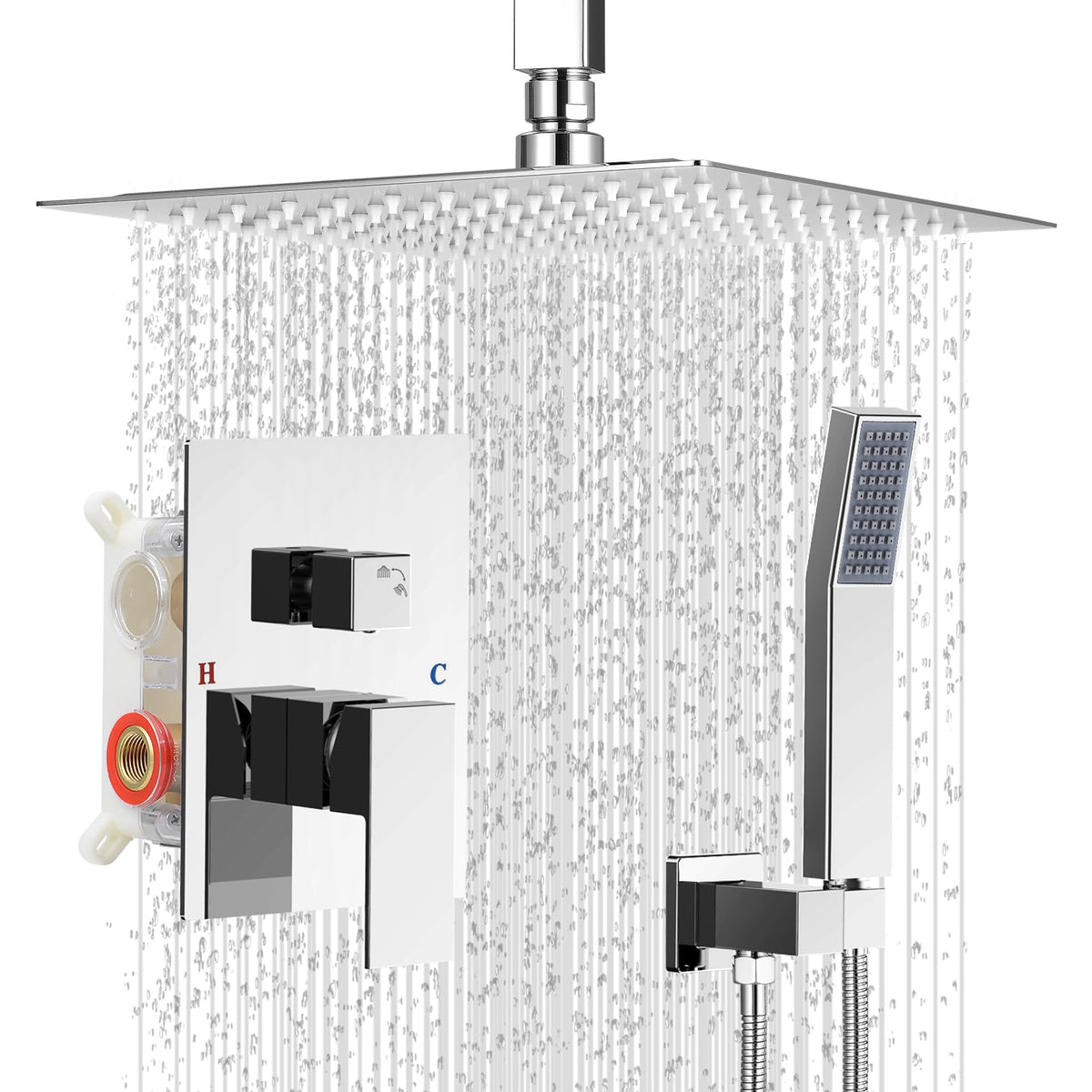 Shower Faucet Set 10‘’ Shower Head,Brush Nickel Shower System