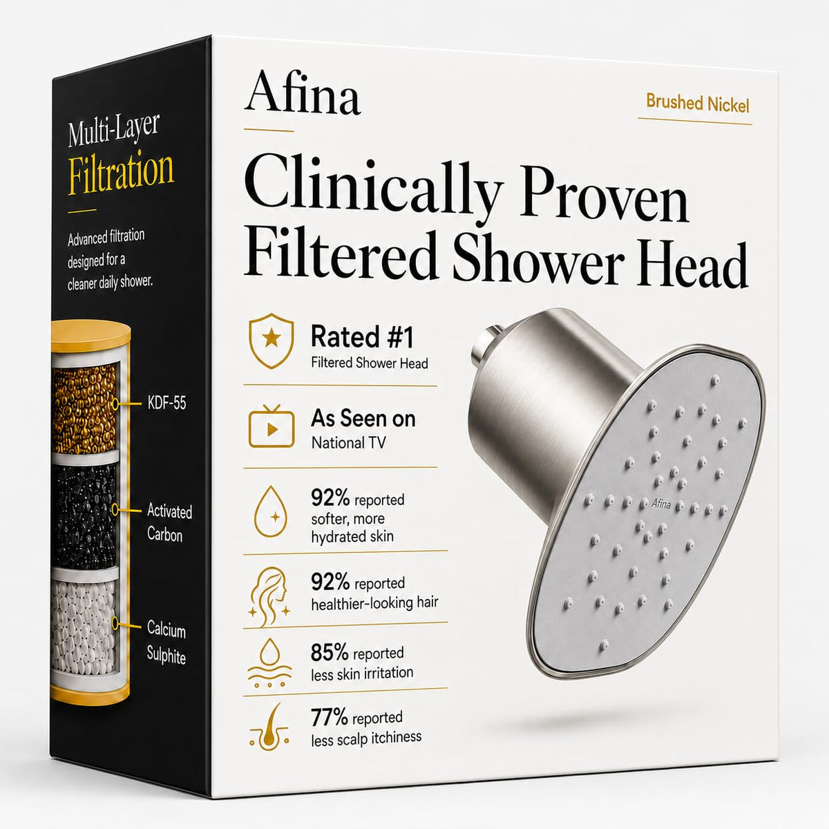 Afina Filtered Shower Head, High Pressure Rainfall (Chrome)