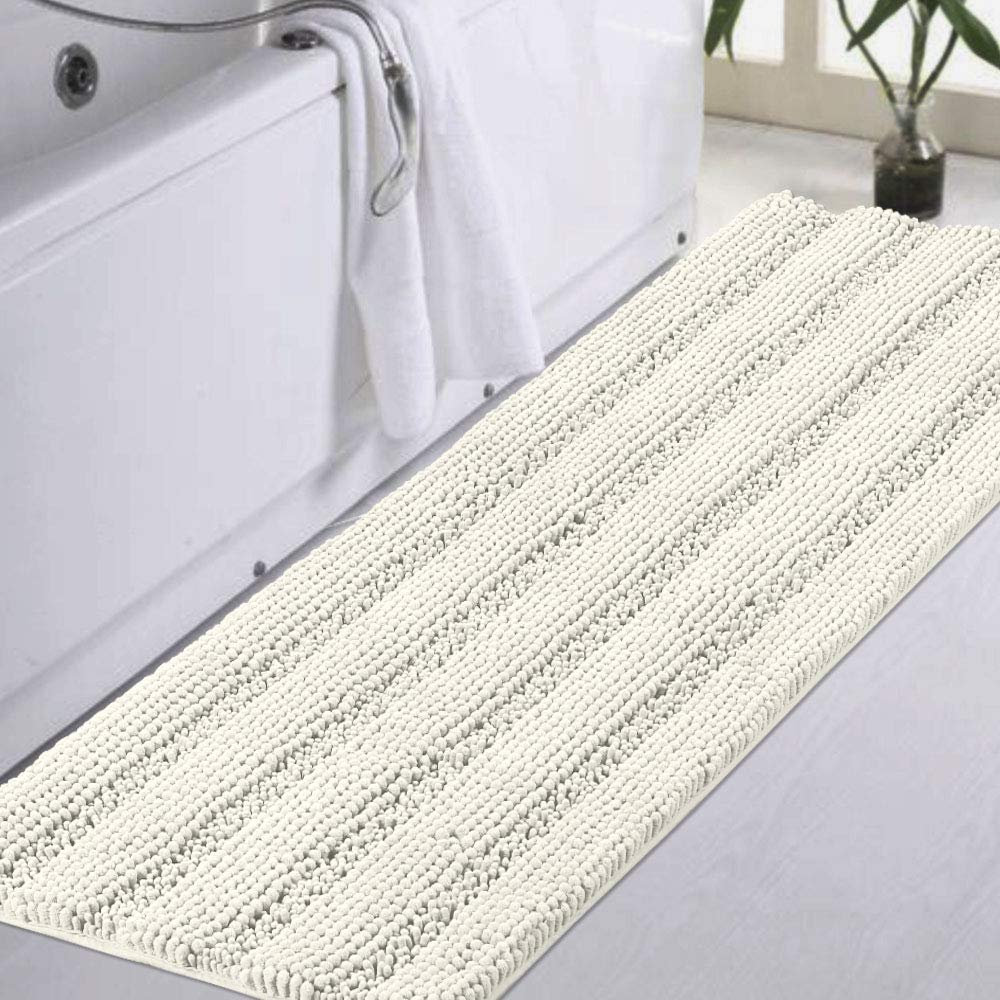 Turquoize Bathroom Runner Rug 17"x47", Soft Absorbent Chenille Bath Rug
