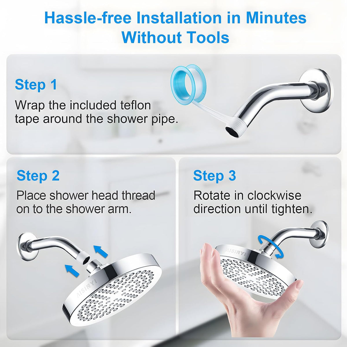 6" High Pressure Rain Shower Head, Luxury Polished Chrome Finish