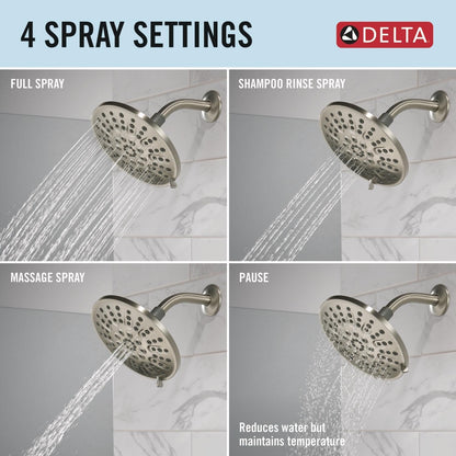 Delta Faucet 4-Setting Shower Head, Brushed Nickel, Round, High Pressure, Metal, 1.75 GPM Flow Rate Shower Head, Brushed Nickel 75617SN