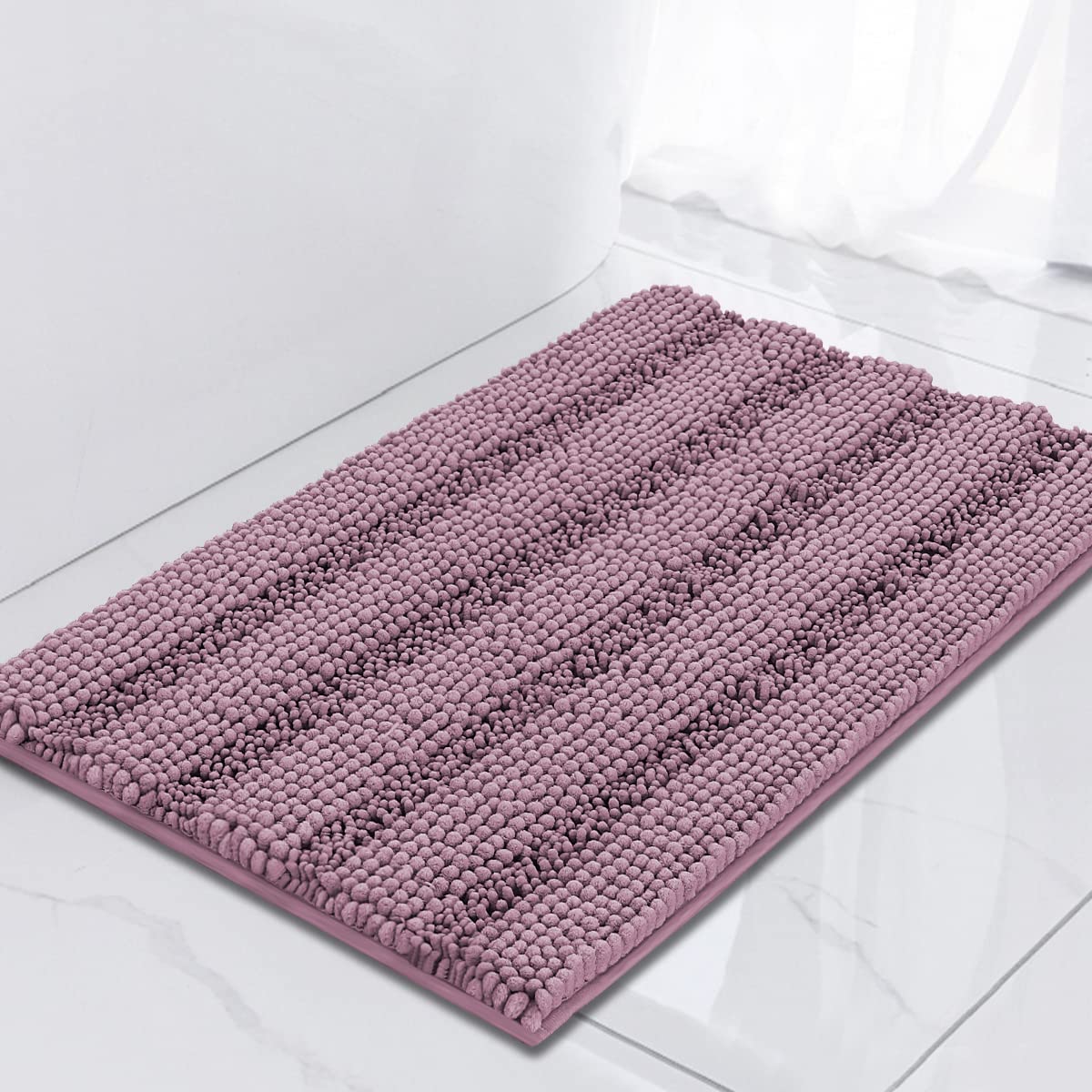 Turquoize Bathroom Runner Rug 17"x47", Soft Absorbent Chenille Bath Rug