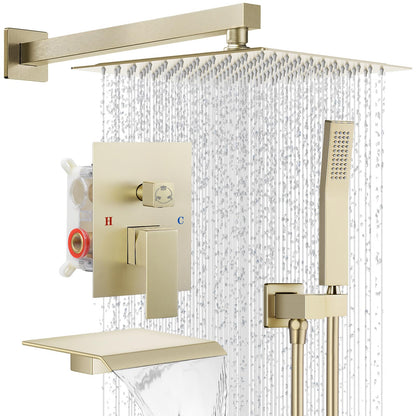 Shower Faucet Set 10‘’ Shower Head,Brush Nickel Shower System