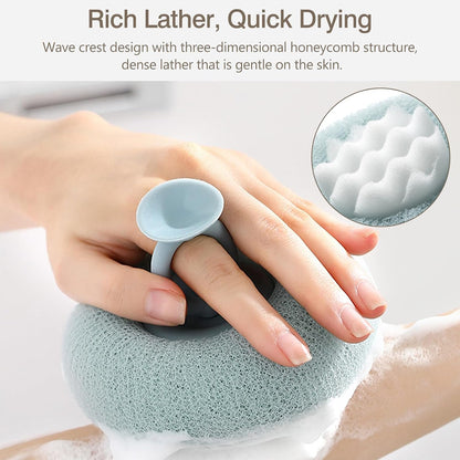 2-Pack(Pink & Cyan) Bath Body Brushes, Exfoliating Body Scrubbers, Bath Sponge Brushes for Body Scrubbing and Enjoyable Showers