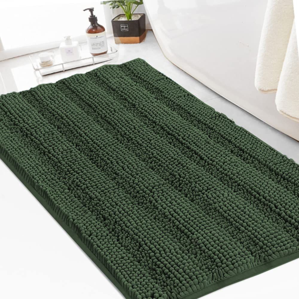 Turquoize Bathroom Runner Rug 17"x47", Soft Absorbent Chenille Bath Rug