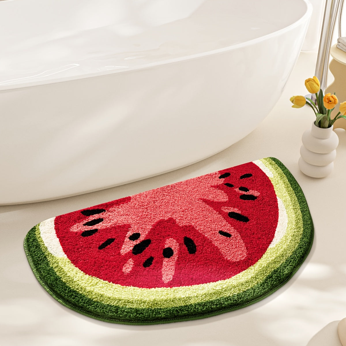 1pc Bathroom Rug Mat, Extra Soft Absorbent Premium Bath Rug Fruit Series, Non-Slip Comfortable Bath Mat for Bathroom Floor, Sink, Bathtub, Shower Room, Christmas Decoration Christmas Gift