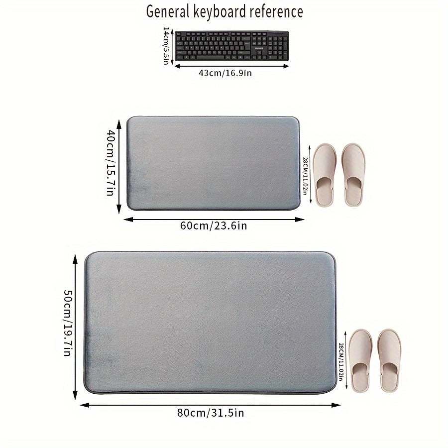 1pc Ultra-Soft Absorbent Mat 25D Thickened Non-Slip Machine Washable Luxury Memory Foam Bath Mat Quick-Dry Thickened Toilet Rug Soft Comfortable Home Decor Living Room Kitchen Laundry Room Bedroom Indoor Use