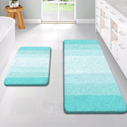 OLANLY Micorfiber Bathroom Rug Set 2 Piece, Soft Absorbent Bath Mats, Grey