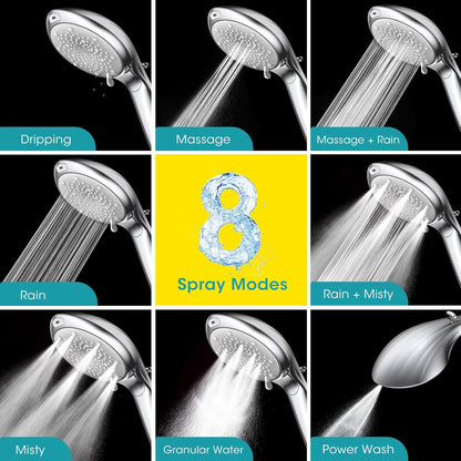 FASDUNT Filtered Shower Head with Handheld, High Pressure 8 Sprays, Chrome