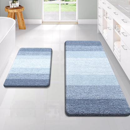 OLANLY Micorfiber Bathroom Rug Set 2 Piece, Soft Absorbent Bath Mats, Grey