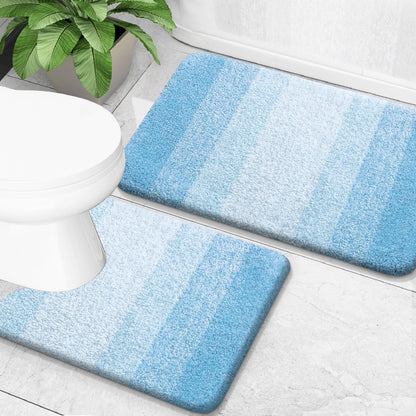 OLANLY Micorfiber Bathroom Rug Set 2 Piece, Soft Absorbent Bath Mats, Grey