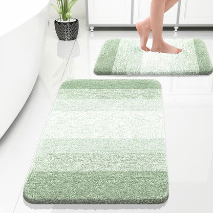OLANLY Micorfiber Bathroom Rug Set 2 Piece, Soft Absorbent Bath Mats, Grey