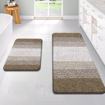 OLANLY Micorfiber Bathroom Rug Set 2 Piece, Soft Absorbent Bath Mats, Grey
