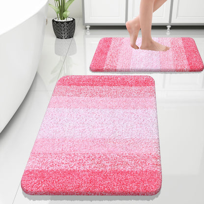 OLANLY Micorfiber Bathroom Rug Set 2 Piece, Soft Absorbent Bath Mats, Grey