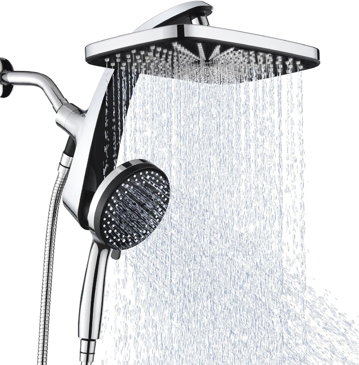 Rain Shower Head with Handheld Showerhead, Black 1.8GPM 460311