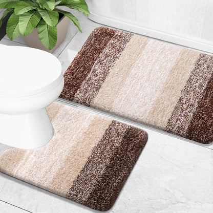 OLANLY Micorfiber Bathroom Rug Set 2 Piece, Soft Absorbent Bath Mats, Grey
