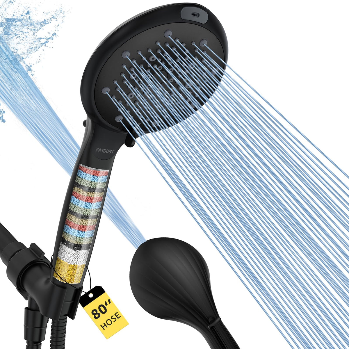 FASDUNT Filtered Shower Head with Handheld, High Pressure 8 Sprays, Chrome