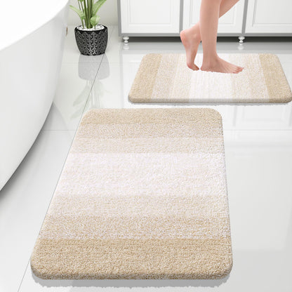 OLANLY Micorfiber Bathroom Rug Set 2 Piece, Soft Absorbent Bath Mats, Grey