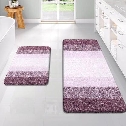 OLANLY Micorfiber Bathroom Rug Set 2 Piece, Soft Absorbent Bath Mats, Grey