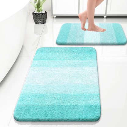 OLANLY Micorfiber Bathroom Rug Set 2 Piece, Soft Absorbent Bath Mats, Grey
