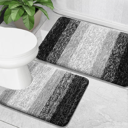 OLANLY Micorfiber Bathroom Rug Set 2 Piece, Soft Absorbent Bath Mats, Grey