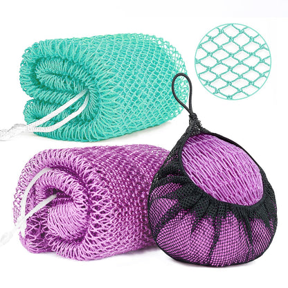 2 Pack African Net Sponge Exfoliating Body Scrubber Bath Sponge for Daily Use (Yellow + Dark Green)