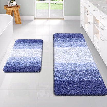 OLANLY Micorfiber Bathroom Rug Set 2 Piece, Soft Absorbent Bath Mats, Grey