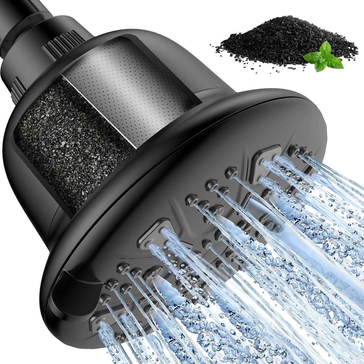 MakeFit Filtered Shower Head - High Pressure Shower Head with Filter for Hard Water Softener - 7 Settings Bathroom Rain Showerhead to Remove Chlorine and Heavy Metals (Chrome)