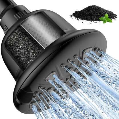 MakeFit Filtered Shower Head - High Pressure Shower Head with Filter for Hard Water Softener - 7 Settings Bathroom Rain Showerhead to Remove Chlorine and Heavy Metals (Chrome)