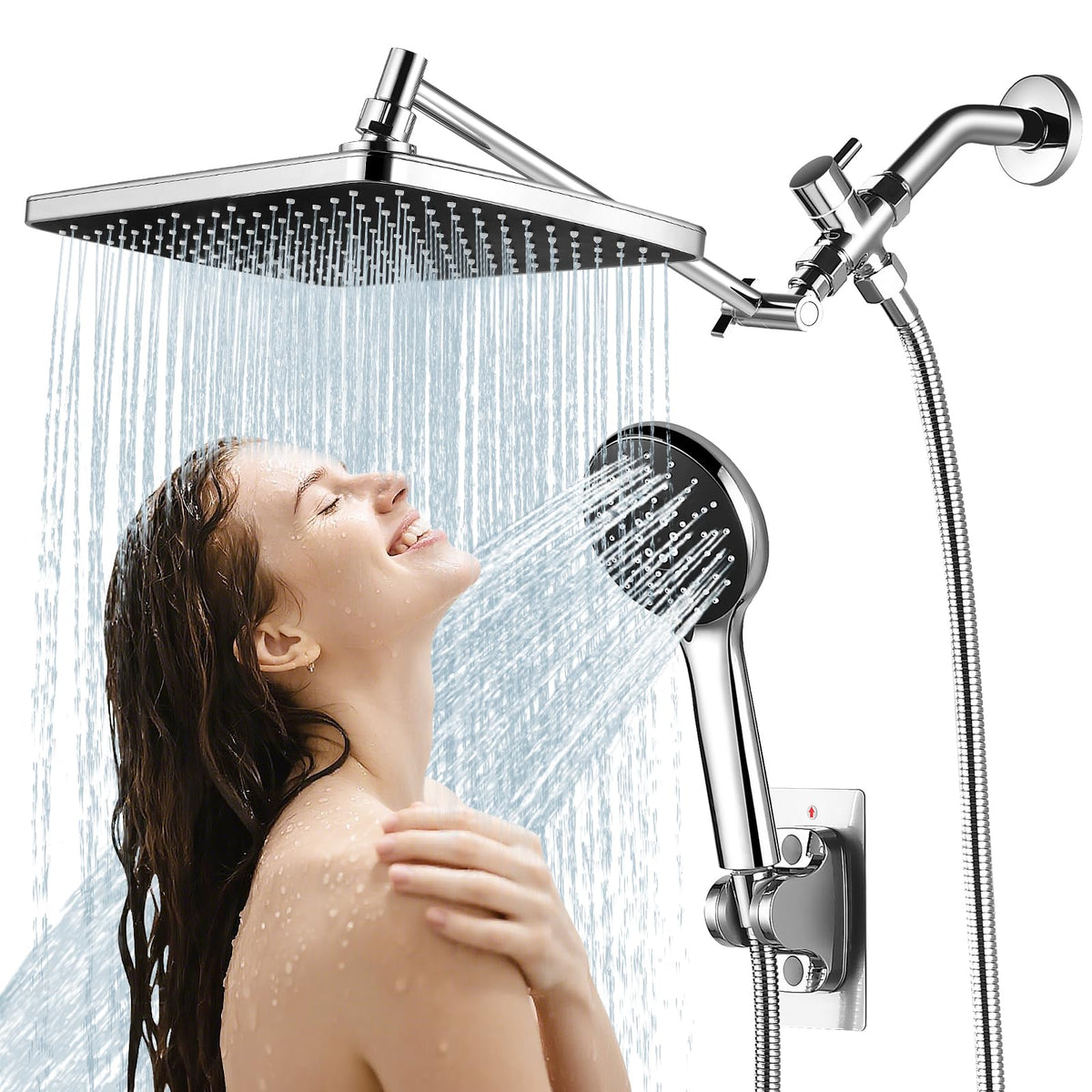 Shower Head with Handheld,High Pressure Chrome Rain Shower Head